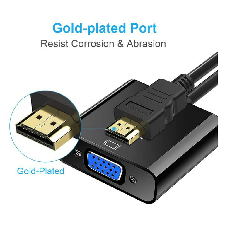 HDMI to VGA with Audio, Gold-Plated Active HDMI to VGA Adapter (Male to  Female) with Micro USB Power Cable & 3.5mm Audio Cable for PS4, MacBook  Pro, Mac Mini, Apple TV and