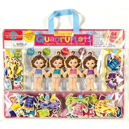 T.S. Shure Teeny Tiny Quadruplets Wooden Magnetic Dress-Up Dolls
