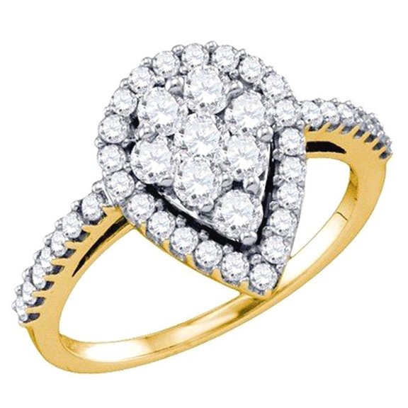 Dazzlingrock Collection 0.90 Carat (ctw) 10K Round Cut White Diamond Ladies Right Hand Cluster Ring, Yellow Gold, Size 7