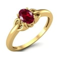 thumbnail image 2 of 925 Sterling Silver Gold Vermeil 6X4mm Oval Ruby Glass Field Solitaire Women Mother's Day Gift Ring, 2 of 3