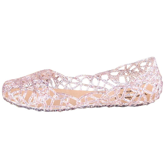 Womens Sandals Summer Beach Jelly On Flats Hollow Casual Breathable Pumps Slippers for Women Pink Size 8