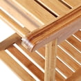 thumbnail image 3 of New Ridge Home Goods WBF-200-160 Natural Bamboo Corner Shower Bench Seat with Storage Shelf, 3 of 4