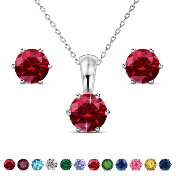 Cate & Chloe Janurary Birthstone 18k White Gold Plated Women Jewelry Set with 1ct Swarovski Crystal