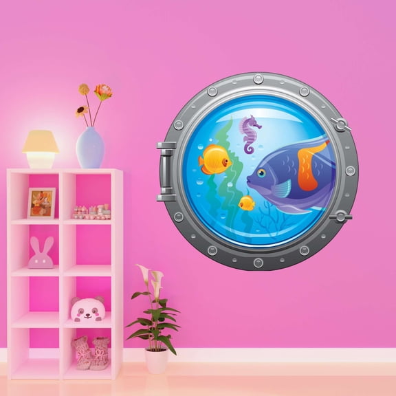 Fish Wall Decal Underwater Sea Creatures Decorative Wall Decal Adorable Animal Bedroom Decoration - Size: 10 In X 10 In