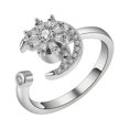 thumbnail image 1 of Geometric Figure Rotating Rings Micro Rotating Anxiety Stress Rings Adjustable Zircon Open Rings for Women and Kids, 1 of 3