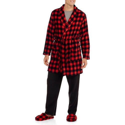 Championship Gold Men's Fleece Robe and Slipper Set