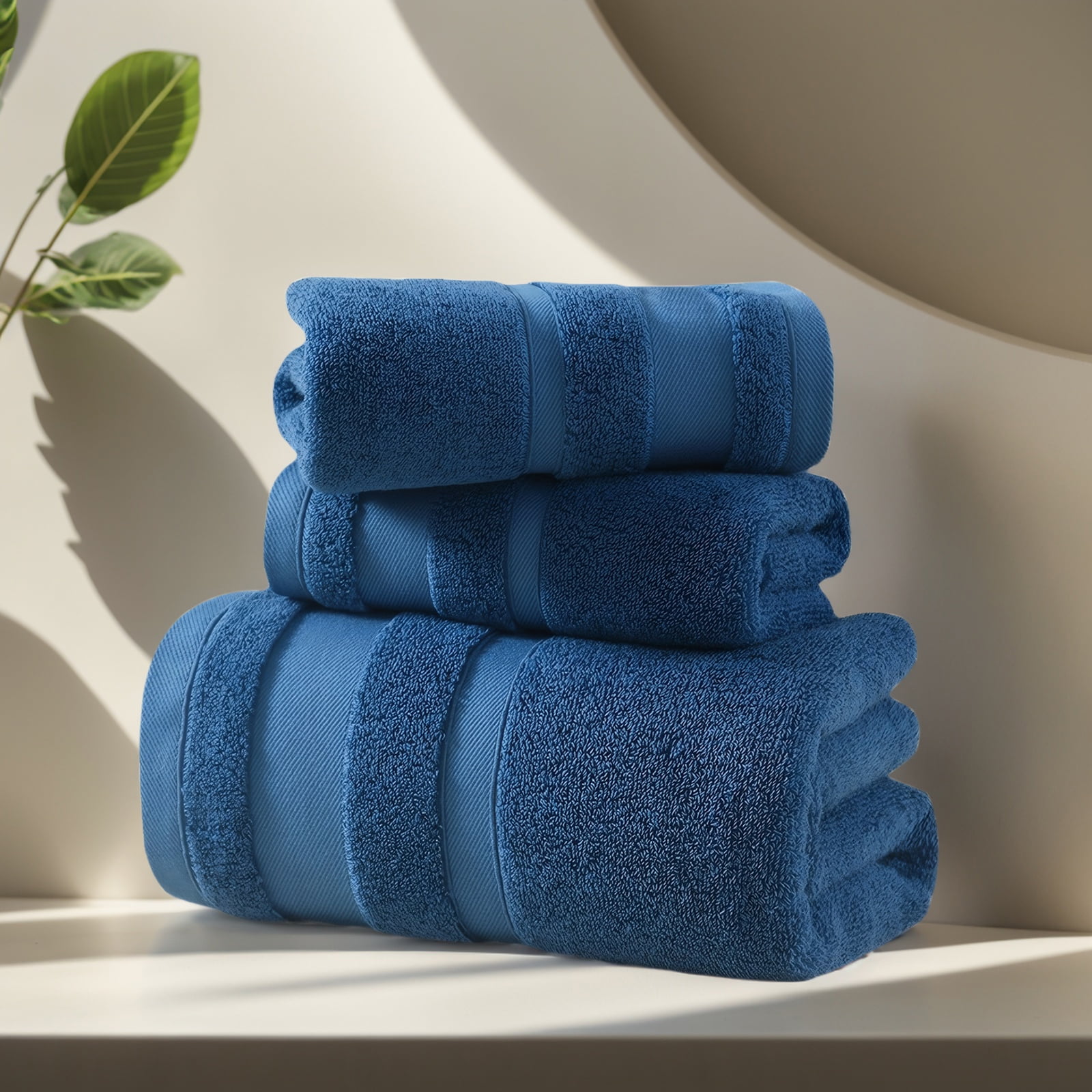 TOPCHANCES 6-Piece Towel Set, Ultra Absorbent Cotton Bath Towels Set (Blue)