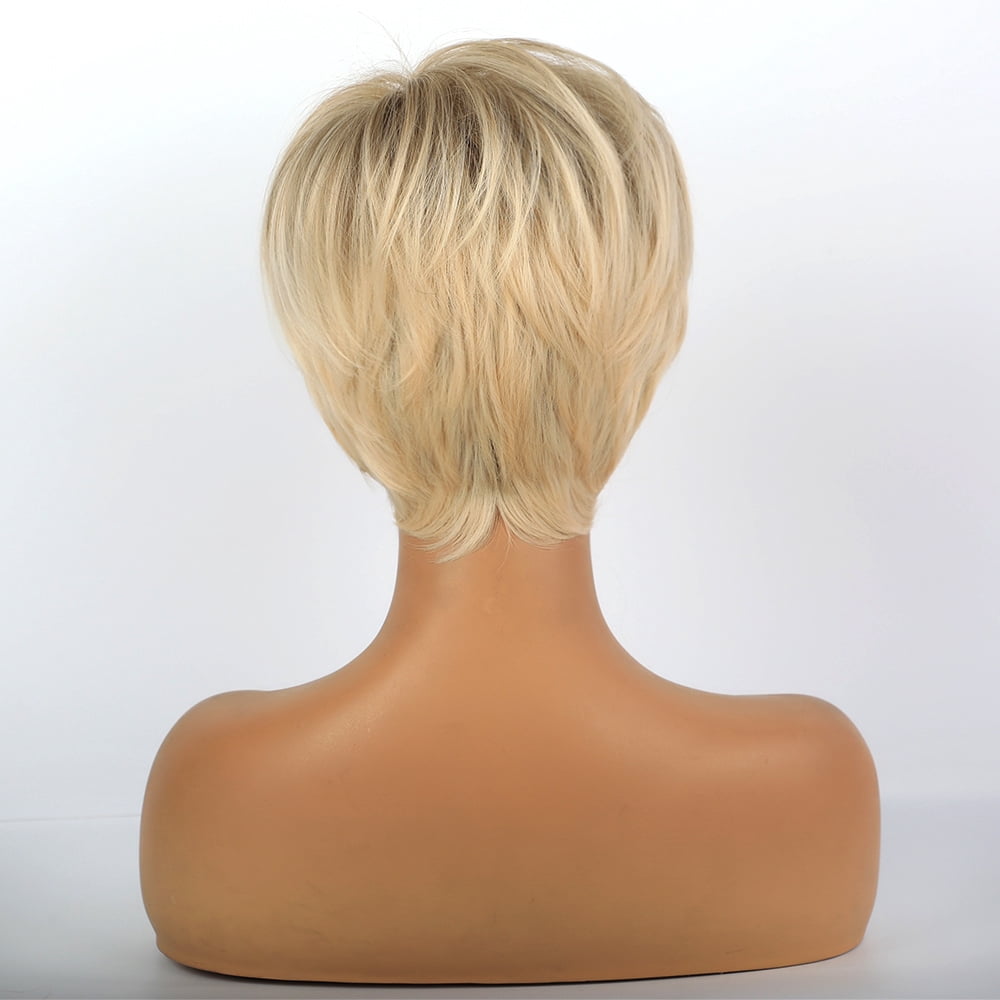 NOGIS Synthetic Short Wig, Mixed Color Short And Straight Hair - Exquisite And Fluffy Women's Fashion Trend Wig (Pale Blonde)