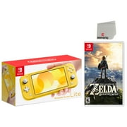 Nintendo Switch Lite 32GB Yellow Edition and Legend of Zelda: Breath of the Wild Bundle - Japan Import with US Plug with Screen Cleaning Cloth