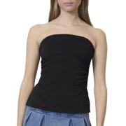Juniors' madden girl Side Ruched Split Hem Tube Top Color: Black Size: MEDIUM