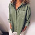 thumbnail image 2 of IROINNID Shirts for Women Long Sleeve Button Down Solid Loose Fit Tops Basic Shirt,Green, 2 of 6