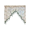 thumbnail image 2 of MMJ Sheer Curtains Triangle Lace Embroidery No Punching Rod Pocket Half Window Treatment Kitchen Bedroom Cafe Short Drape Privacy 98.43x39.37in Purple Green, 2 of 6