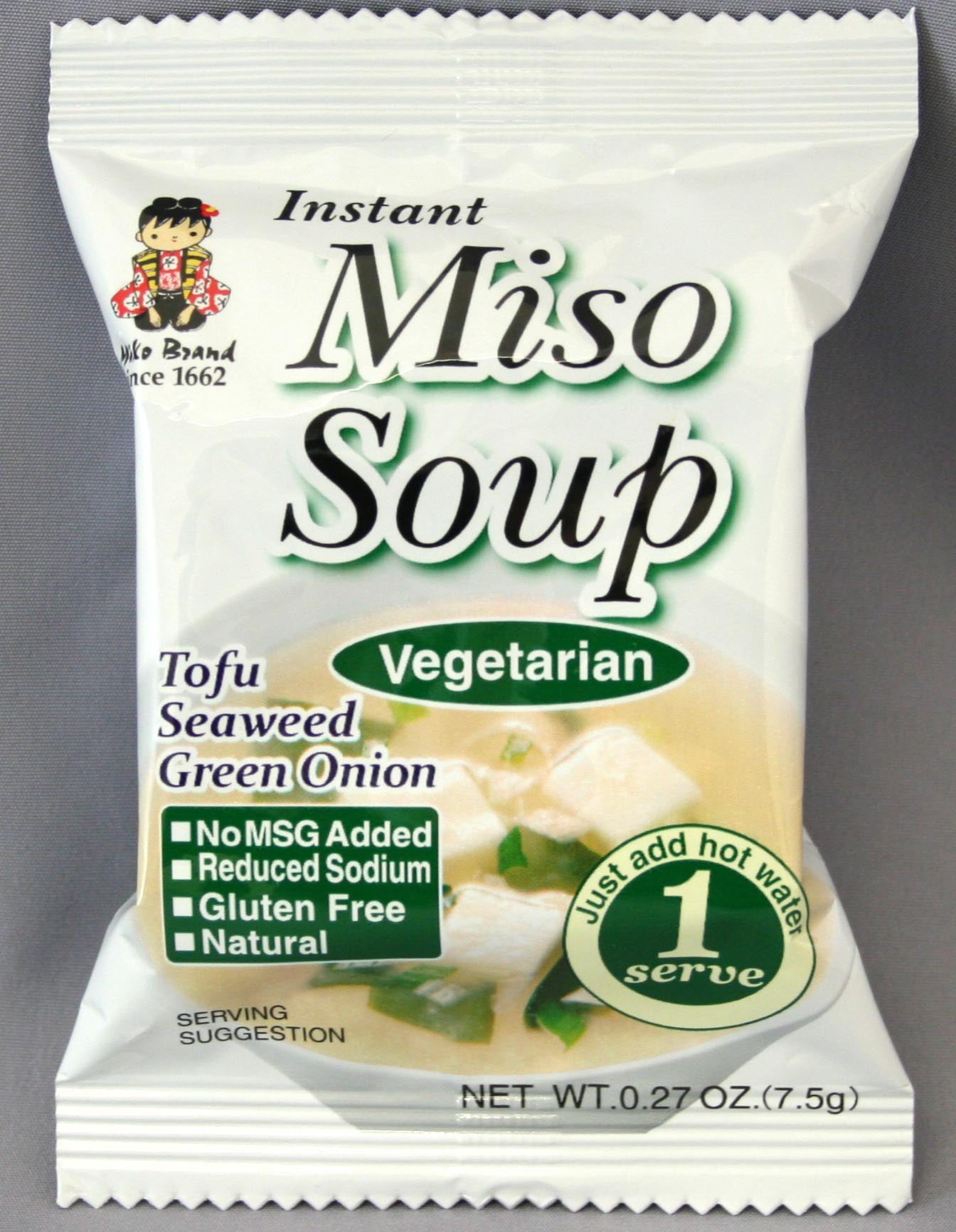 Miko Brand Freeze Dried Vegetarian Miso Soup, 0.27Ounce (Pack of 12