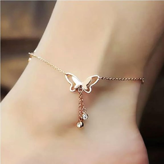 Barefoot Sandal Beach Foot Chain Rose Gold Butterfly Charm Anklet Bracelet Gift