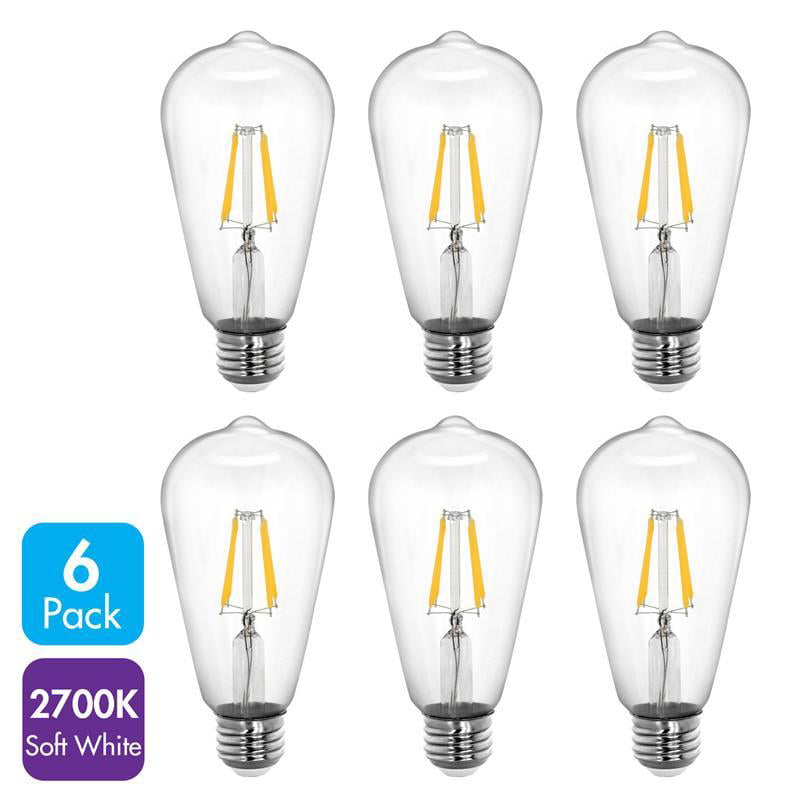2700K 6PCS Tenergy LED Dimmable Edison Bulbs 5W Soft White E26 