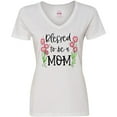 thumbnail image 3 of Inktastic Blessed to Be a Mom Pink Flowers Women's V-Neck T-Shirt, 3 of 5