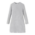 thumbnail image 4 of XXWXYD Little Girls Fall Winter Knit Dress Long Sleeve Crewneck Solid Color A Lined Midi Dress Kids Casual Warm Knitwear Sweater Gown Winter Wear Cold Weather, 4 of 4