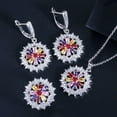 thumbnail image 5 of Cubic Zirconia Multi Colored CZ Flower Necklace Earrings Women Party Jewelry Set, 5 of 9