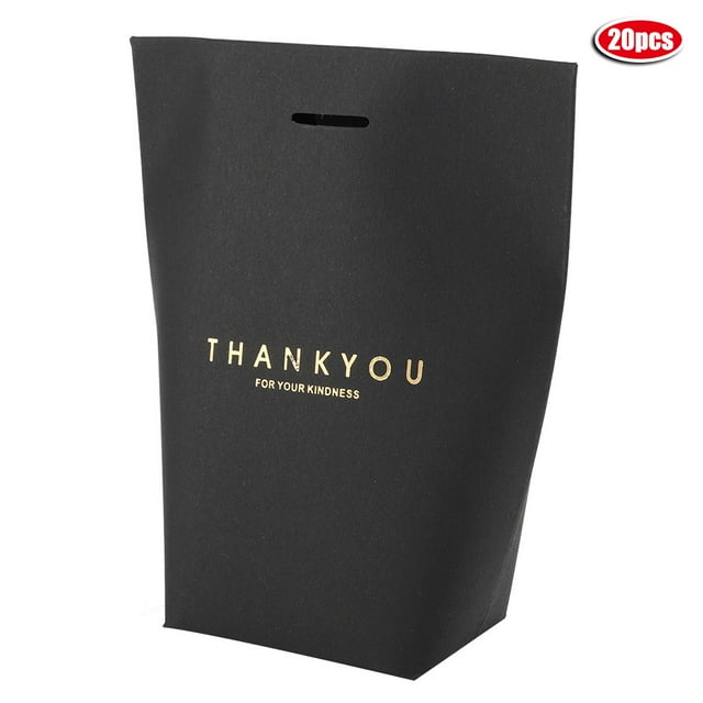 Bolsa de regalo de papel elegante para 20 piezas, caja de dulces, bolsas de regalo para Baby Shower de boda (negro)