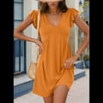 thumbnail image 3 of Vestido Tipo Chaleco Holgado con Mangas de y Escote en V Profundo para Mujer, Color Naranja, Talla S, 3 of 6