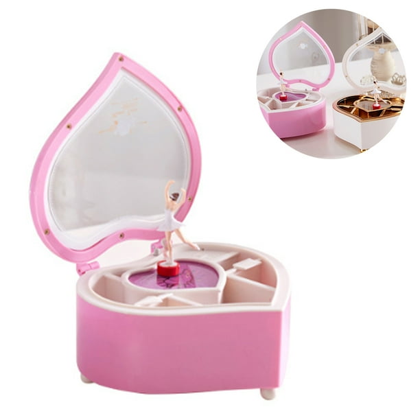 Joyero musical para niñas con tema de bailarina - Caja de música giratoria en forma de corazón para pendientes, collares, pulseras Adepaton 2035260-1
