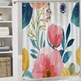 thumbnail image 6 of Awypu Bathroom Shower Curtain Set with Hooks - Most Beautiful Flowers Illustration Pattern - Waterproof - Multiple Sizes White, 6 of 7