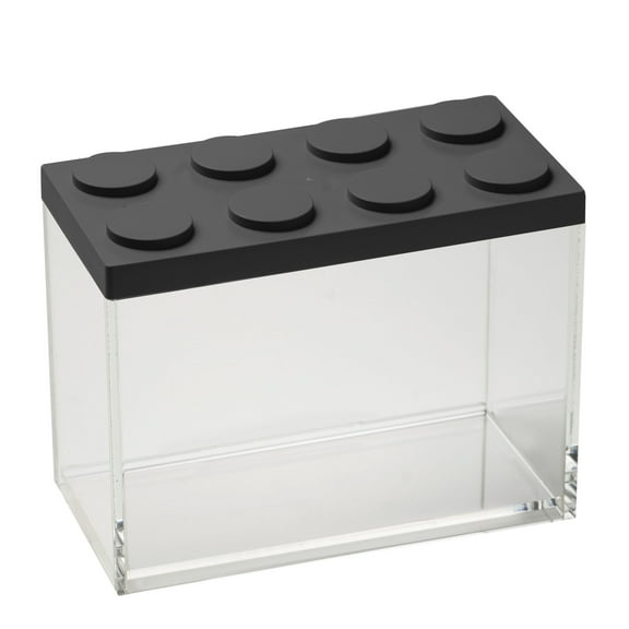 Omada Acrylic Brick Storage Container: Durable Brick-Like Storage Canisters ? Thick Acrylic Jar for Food, Craft Supplies, Cosmetics ? Airtight and BPA Free ? Black Lid ? Made in Italy - 67 Oz (2 L)