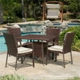 thumbnail image 3 of Noble House Campbell 5 Piece Wicker Patio Dining Set in Brown Dining Set, 3 of 9