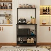 Behost Kitchen Bakers Rack Storage Shelf Microwave Cart Oven Stand Coffee Bar,Black