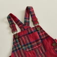 thumbnail image 6 of Cjfdfy Toddler Baby Boy Girl Christmas Overalls Outfit Plaid Print Adjustable Straps Sleeveless Jumpsuits Infant Cute My First Christmas Fall Winter Clothes 0-3Y, 6 of 9