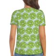 thumbnail image 5 of Zufioo Green Lemon Slices for Women's Deep V-neck Short-sleeved T-shirt, Top with Short Sleeves - with Stainless Steel Buckle, Moisture Wicking, Ideal Home Wear-Medium, 5 of 9