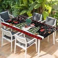 thumbnail image 2 of Black Red Christmas Table Cloths for 6 Foot Rectangle Tables, Snowman Xmas Tree Snowflake Plaid Patio Waterproof Elastic Fitted Tablecloths, Washable Rectangular Table Cover for Camping, 2 of 8