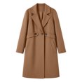 thumbnail image 4 of uublik Womens Trench Coat Khaki Notch Lapel Single-Breasted Business Casual Peacoat Trendy Clothes, 4 of 6