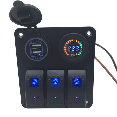 12-24v Car Yacht Ship Modified Combination Panel Car Charger Switch 3-Position Panel Combination Switch With Dual Usb 4.2a Fast Charging Color Screen (Best Dual Color Combinations)