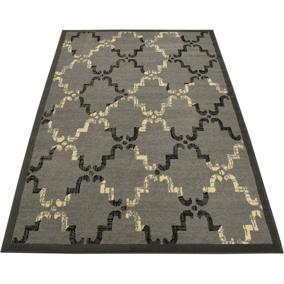 Normian Collection Trellis Lattice Abstract Geometric Design Area Rug Rugs Modern Contemporary Area Rug 2 Color Options (Grey, 4'9" x 6'10")