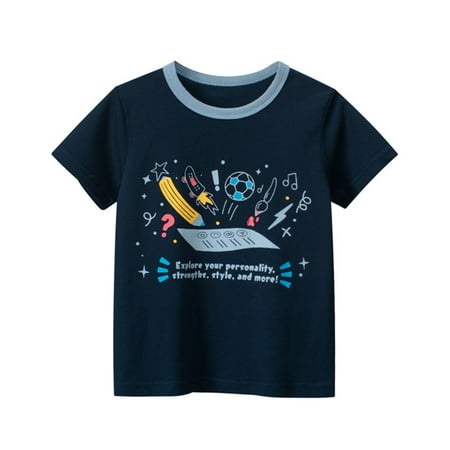 

ZRBYWB Summer Toddler Boy Girl Clothes Short Sleeve Cartoon Print Casual Tops For Kids Clothes Summer Tops