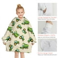 thumbnail image 6 of Cartoon Tractors Green Beige Pattern Blanket Hoodies for Kids 6-13YR Oversize Wearable Blanket Hoodies for Boys Girls Teens, 6 of 7