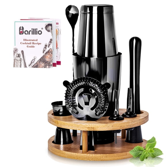 Kit Bartender Barillio Black Mixology de 9 piezas con soporte
