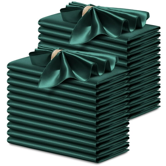 Servilletas de tela P Pothuiny satinadas, 43 x 43 cm, 24 unidades, color verde