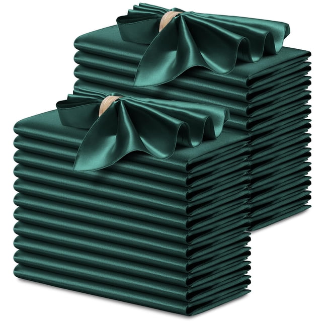 Servilletas de tela P Pothuiny satinadas, 43 x 43 cm, 24 unidades, color verde