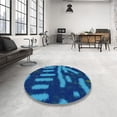 thumbnail image 4 of Ahgly Company Machine Washable Indoor Square Transitional Cobalt Blue Area Rugs, 6' Square, 4 of 7