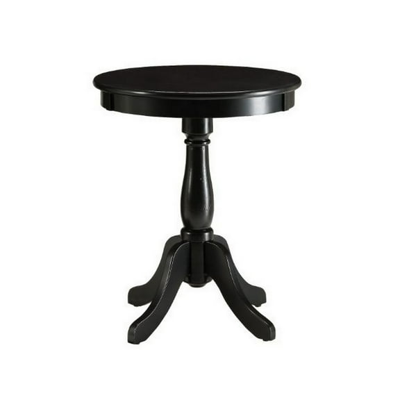 Benzara Astonishing Solid Wood Side Table with Round Top in Black