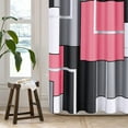 thumbnail image 3 of Pink Shower Curtain Black and White Shower Curtains for Bathroom Fabric Grey Shower Curtain Geometric Bath Curtains Decorative Gray Shower Curtain Set with Hooks Water Repellent, 72x72, Pink, 3 of 6
