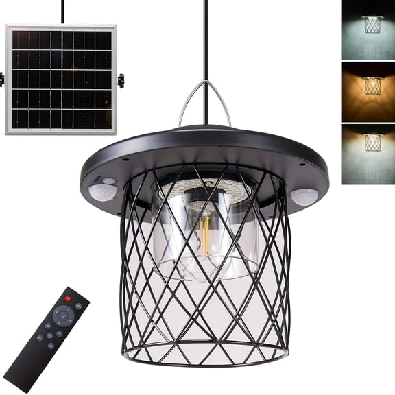Solar Chandelier Outdoor Chandelier 5W Charging 4400mAh Battery 8-20 Hours Runtime 5 Modes Remote Control Waterproof Heat Cold Resistant Indoor Outdoor Use