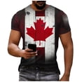 thumbnail image 2 of Yertdoel Men T-shirts Crew Neck Short Sleeve Canada Day Maple Leaf Print Shirts Soft Comfortable Loose Breathable Hawaiian Beach Vacation Summer Outdoor Casual Tops, 2 of 9