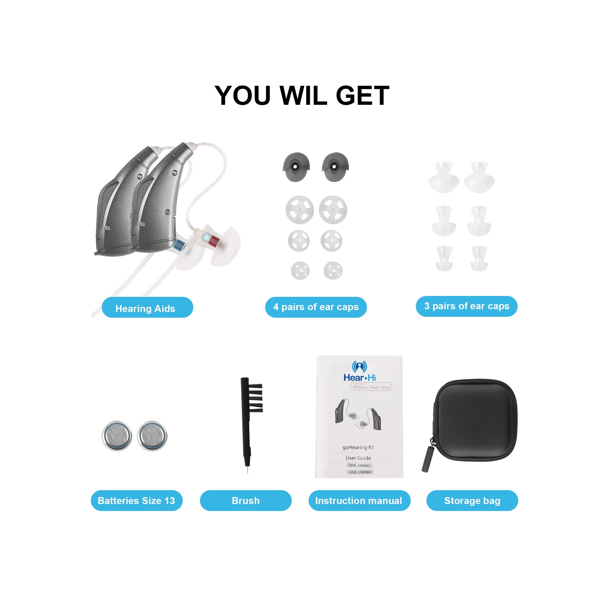 Acuity Wireless RIC Digital Hearing Amplifier Device Earphones MFI for iPhone iOS Acuity Duo Stereo Bluetooth Wireless Earbuds with Charging Case -  Personalized Hearing App with Sound Amplification \u0026 Speech Enhancement for  Live