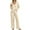 Beige, variant on Lounge Sets for Women Ribbed Knit Pajama Sets 2 Piece Long Sleeve V Neck Pjs Soft Loungewear Outfits with Pockets Grey L