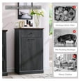 thumbnail image 5 of Modern Tilt-Out Trash Can Cabinet, 10 Gallon Fluted Laundry Hamper Cabinet with Drawers, Wooden Garbage Can Cabinets with Storage Basket, Free Standing for Kitchen and Living Room, Grey, 5 of 6