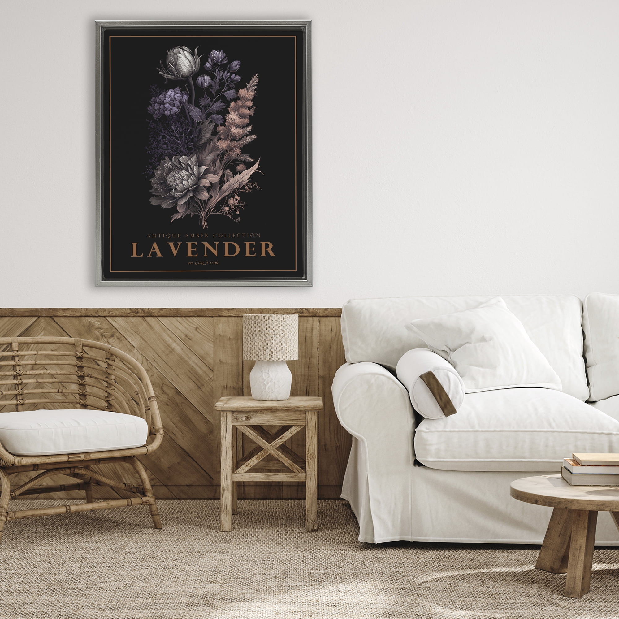 Stupell Industries Antique Lavender Bushel Gray Framed Floater Canvas Wall Art, design by Christopher Giampietro
