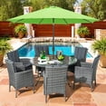 thumbnail image 2 of Kool 10FT Outdoor Patio Umbrella with Push Button Tilt and Crank Handle, Market Umbrella with 8 Sturdy Umbrella Ribs, Lime Green, 2 of 9